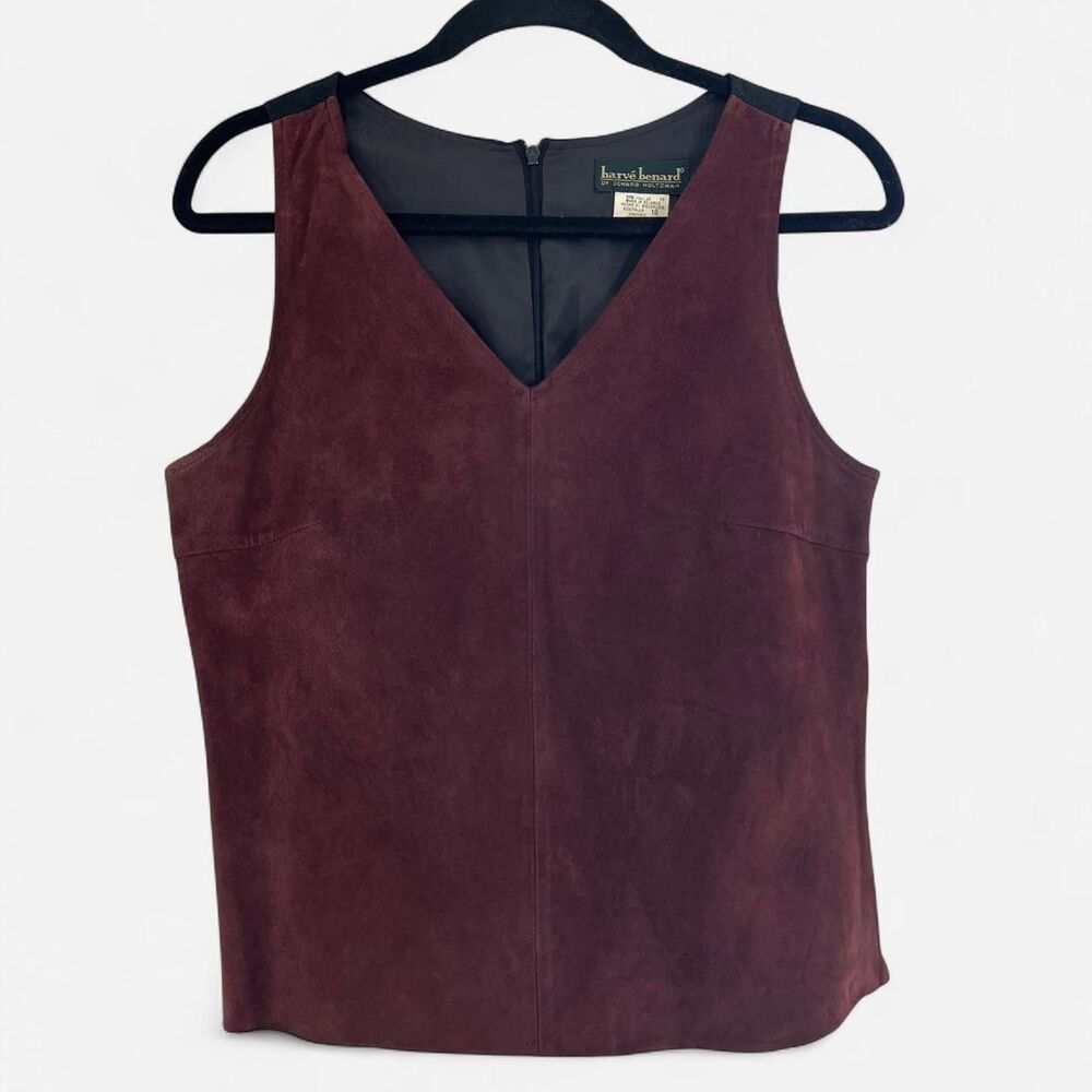 Vintage Harvé Benard Burgundy Suede Wool Zip Back Tank Top Size 10
